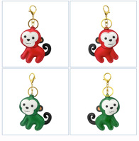 Porte-clés singe en cuir véritable rembourré, joli pendentif animal avec fermoir, breloques de sac en cuir de vache, accessoires pour sac à main