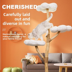 Cloud <span class=keywords><strong>Cat</strong></span> Klettergerüst Großer Katzenbaum Sprungplattform All-in-One Luxuriöses Massivholz Katzenregal Nest Platzsparend - Product Image 2
