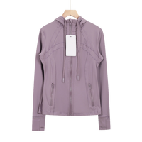 Veste de yoga à capuche pour femme, veste d'entraînement ajustée à fermeture éclair intégrale, veste de sport à séchage rapide avec trous pour les pouces pour le Pilates, la course à pied et l'entraînement