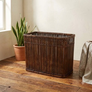 Rustic Natural Woven Bamboo <b>Storage</b> <b>Basket</b> <b>Rectangular</b> Closet Shelf <b>Storage</b> Organizer Bin for Living Room Neatening <b>Storage</b> - Product Image 1