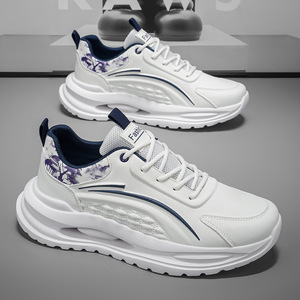 Zapatos deportivos transpirables de primavera para hombre, zapatos para correr con absorción de impactos de cuero, zapatillas ligeras de suela suave para jóvenes y estudiantes - Product Image 1