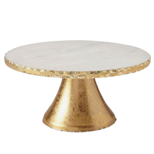 Royal Style Metal <b>Cake</b> Stand Marble Rounded <b>Top</b> Custom Pastries Cupcakes <b>Cake</b> Display Dessert Stand with <b>Gold</b> Finished Stand - Product Image 1