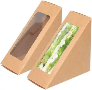 กล่องใส่แซนด์วิชกระดาษคราฟท์พร้อมช่องโชว์สำหรับเบเกอรี่