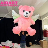 Défilé de Noël, ours en peluche gonflable rose pour adulte