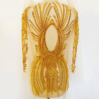 Applique de corsage en strass entièrement recouvert de strass, fait main, à coudre, pour costumes de carnaval, robe de mariée