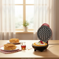 Machine à Gaufres Mini en Aluminium 800W, Plaques Amovibles, 3-en-1, Portable, Électrique, pour Crêpes, Sandwichs et Petit-Déjeuner, US EU