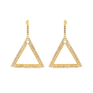 Orecchini Triangolari Eleganti Placcati Oro 18K con Cristalli e Strass, Gioielli Geometrici alla Moda per Donna, Design Trendy per Feste - Product Image 1