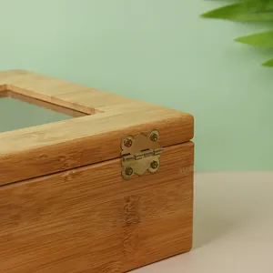 Low MOQ 8 Fächer Holz Tee Aufbewahrung sbox mit Klappdeckel Bambus Teebeutel Organizer