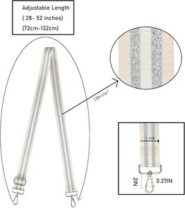 Purse <b>Strap</b> Silver Hardware Wide <b>Bag</b> <b>Straps</b> <b>Replacement</b> Crossbody Adjustable Shoulder <b>Strap</b> For Purses - Product Image 2