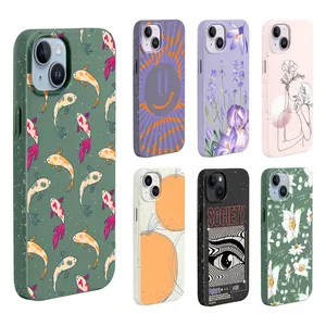 Personnalisé 100% biodégradable étui accessoire de téléphone portable pour Iphone 14 13 12 15 motif personnalisé imprimé étui de téléphone écologique