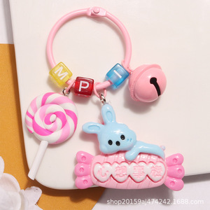 พวงกุญแจรูปตัวการ์ตูนน่ารักแบบใหม่พวงกุญแจสีสันสดใสของเล่นอมยิ้มอุปกรณ์ตกแต่งเคสหูฟัง - Product Image 6
