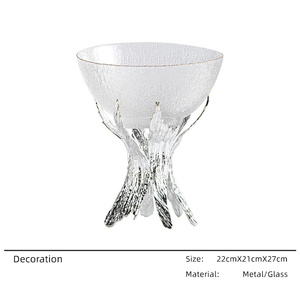 Elegante Tazón de Vidrio Color Plata con Base de Metal para Decoración del Hogar, Adornos para Servir Dátiles, Frutos Secos y Alimentos, Técnica Pulida - Product Image 5