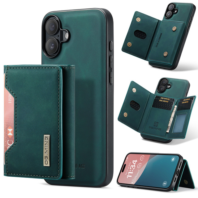 Magnetic Luxury Wallet Phone Case 2 in 1 Detachable DG Ming Wallet Case with Multi Card Slots for IPhone16 15 14 Pro Max