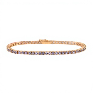Pulsera de tenis de tanzanita natural, plata de ley 925 y oro macizo, joyería fina, proveedor mayorista OEM ODM - Product Image 1
