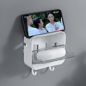 Soap Dish Wall Mount Double Layer With Lid Drainage For Bathroom Dormitory Minimalist Design PP Material - Product Image 4