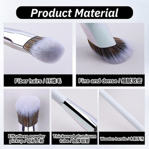 Brocha de Maquillaje en Forma de Diamante, Ultra Suave, con Cerdas Sintéticas y Mango de Madera, Brocha Profesional para Base Líquida - Product Image 3