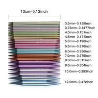Juego de Agujas de Tejer Intercambiables de Aluminio Pulido Liso de 13 cm y 3,5-12,0 mm y Ganchos de Crochet con Estuche para Manualidades