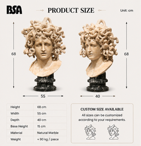 Statue de la Méduse classique de luxe BSA, sculpture de la Méduse de style européen pour villa et salle d'exposition, taille personnalisée prise en charge - Product Image 2