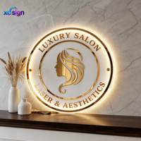 Enseigne LED personnalisée en acrylique avec télécommande, enseigne commerciale rétroéclairée avec accents dorés pour salon de beauté, bureau et usage domestique
