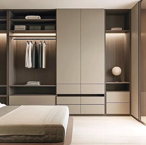 Ensemble de meubles de chambre à coucher en bois massif aluminium bois populaire grand espace conception personnalisée armoire de rangement vestiaire pour usage domestique - Product Image 3