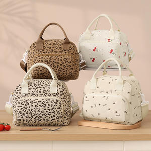 Sac isotherme Beilian en velours côtelé, bandoulière, maintien de la chaleur et du froid, pour le travail, l'école, les voyages, beige, léopard, marron, cerise, imprimé étoile - Product Image 1