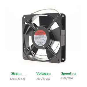 Ventilador Axial SUNON DP201AT 2122HBL.GN Ball OEM/ODM, 120x120x25mm, 220-240VAC, 0.09/0.09A, 18/16.5W, 2150/2500RPM, 66/80CFM - Product Image 2