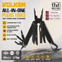 Outils multifonctions, couteau pliant noir pour l'extérieur, lame en acier inoxydable, couteau EDC robuste avec allume-feu et étui pour la survie en milieu sauvage