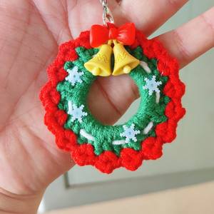 Modèle de marque SC 2025 # 272 Porte-clés en forme de cloche de Noël, mignons, faits à la main, écologiques, imprimés en relief, tissés, pendentif en peluche - Product Image 3