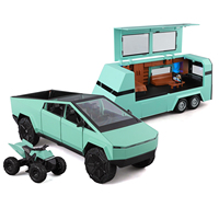 1:24 Cyber Pickup RV Modèle de voiture miniature en alliage avec lumières et musique, camping-car en métal, jouet de collection