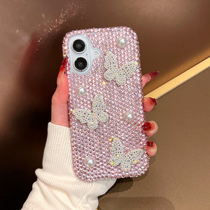 <span class=keywords><strong>Coque</strong></span> de téléphone de luxe DIY Papillon pour <span class=keywords><strong>iPhone</strong></span> 17 Air 16 13 14 12 Pro Max 15 Plus avec strass, perles et dragonne chaîne - Product Image 6