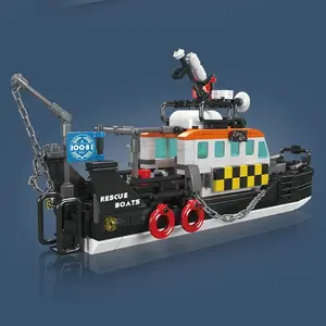 Molde rei 10081 brinquedo multifuncional britânico para barco de resgate, blocos de construção para presente de natal, bloco de construção de barco, brinquedo para crianças