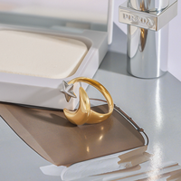 Anillo Abierto Minimalista X&L de Dos Tonos con Estrella y Luna, Chapado en Oro de 18K, Acero Inoxidable, Anillo Universo, Joyería para Mujer, Regalo para Fiesta, Venta al Por Mayor