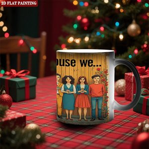 Mug photo personnalisé 11oz en céramique noire givrée, tasse vierge à sublimation thermique changeant de couleur - Product Image 2