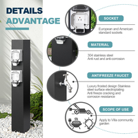 Poteau de distribution électrique extérieur en métal, poteau de distribution électrique en métal à 4 prises avec kit de boîtier, poteau électrique résistant aux intempéries pour jardin, piscine et extérieur