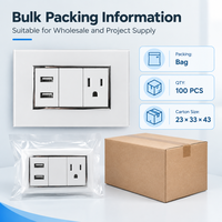 Plaque de charge murale USB 3 prises en acrylique personnalisée pour maisons, chambres, cuisines, salons, appartements – Prises électriques