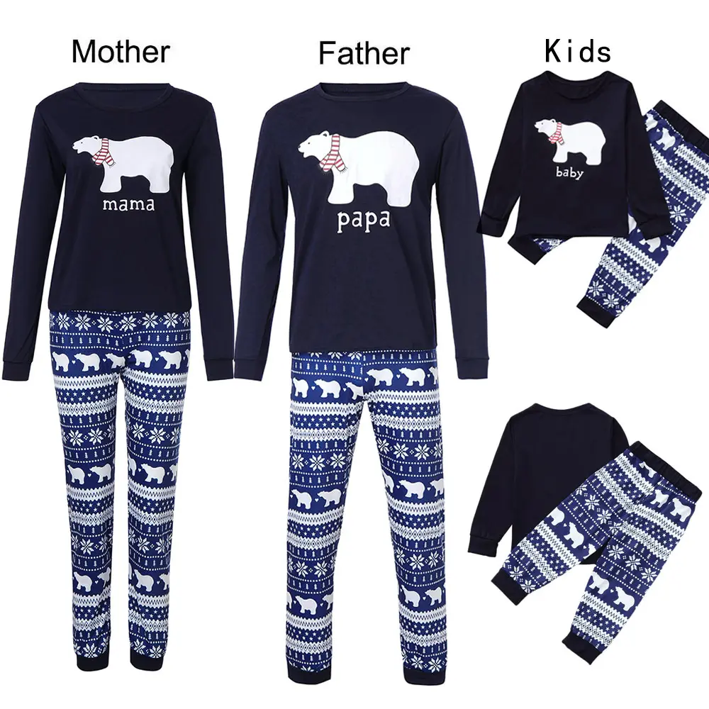 Factory Designer Winter Animal Print Women Man Pyjama Family Cotton Xmas Pajamas Kids Christmas Pajamas Set For Family