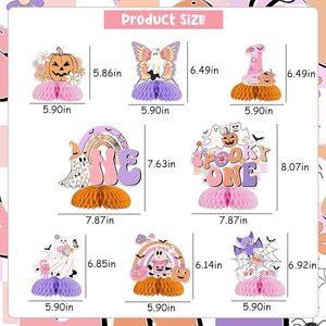 Spooky One <b>Birthday</b> Decorations Girl 8PCS Halloween Honeycomb Centerpieces Groovy Halloween 1st <b>Table</b> <b>Birthday</b> Decorations - Product Image 2