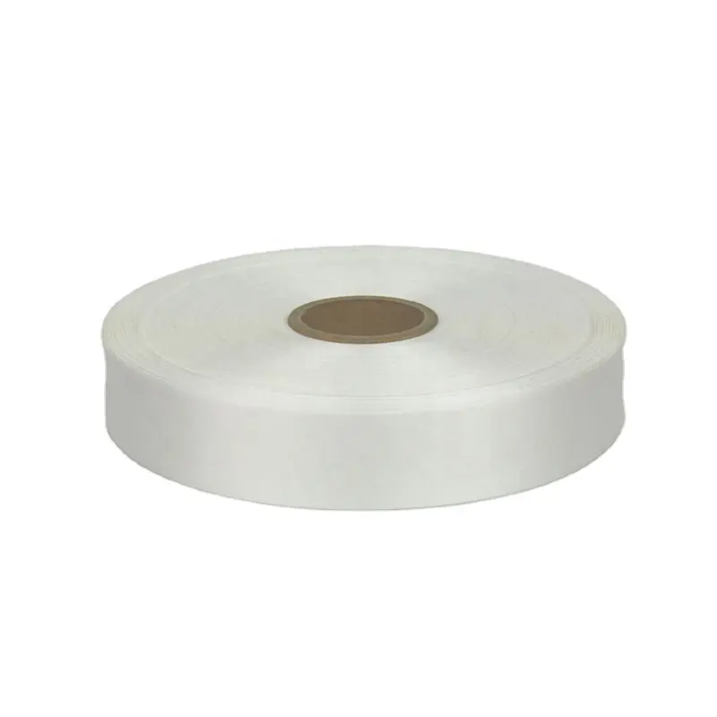 White color double side satin ribbon custom soft colored 100% polyester luxury satin textile ribbon for gift flowers wrap