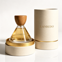 Flacon de parfum personnalisé de haute qualité 50 ml, flacon de parfum en verre transparent de luxe, vide, unique, avec couvercle en bois