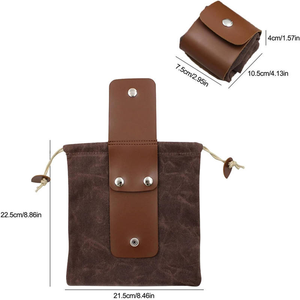 กระเป๋าเก็บของสำหรับเดินป่า ทำจากผ้าแคนวาสเคลือบแว็กซ์ พับเก็บได้ ใช้สำหรับเก็บเห็ด ของใช้สำหรับตั้งแคมป์  พร้อมสายคาดหนังสำหรับ Bushcraft และช่องใส่ <span class=keywords><strong>Tinder</strong></span> - Product Image 3