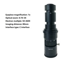 SANQTID TD-100D 0.7X-5X Magnification C-Mount Objective Zoom Monocular Microscope Lens Metal Optical Glass for Mobile Repair