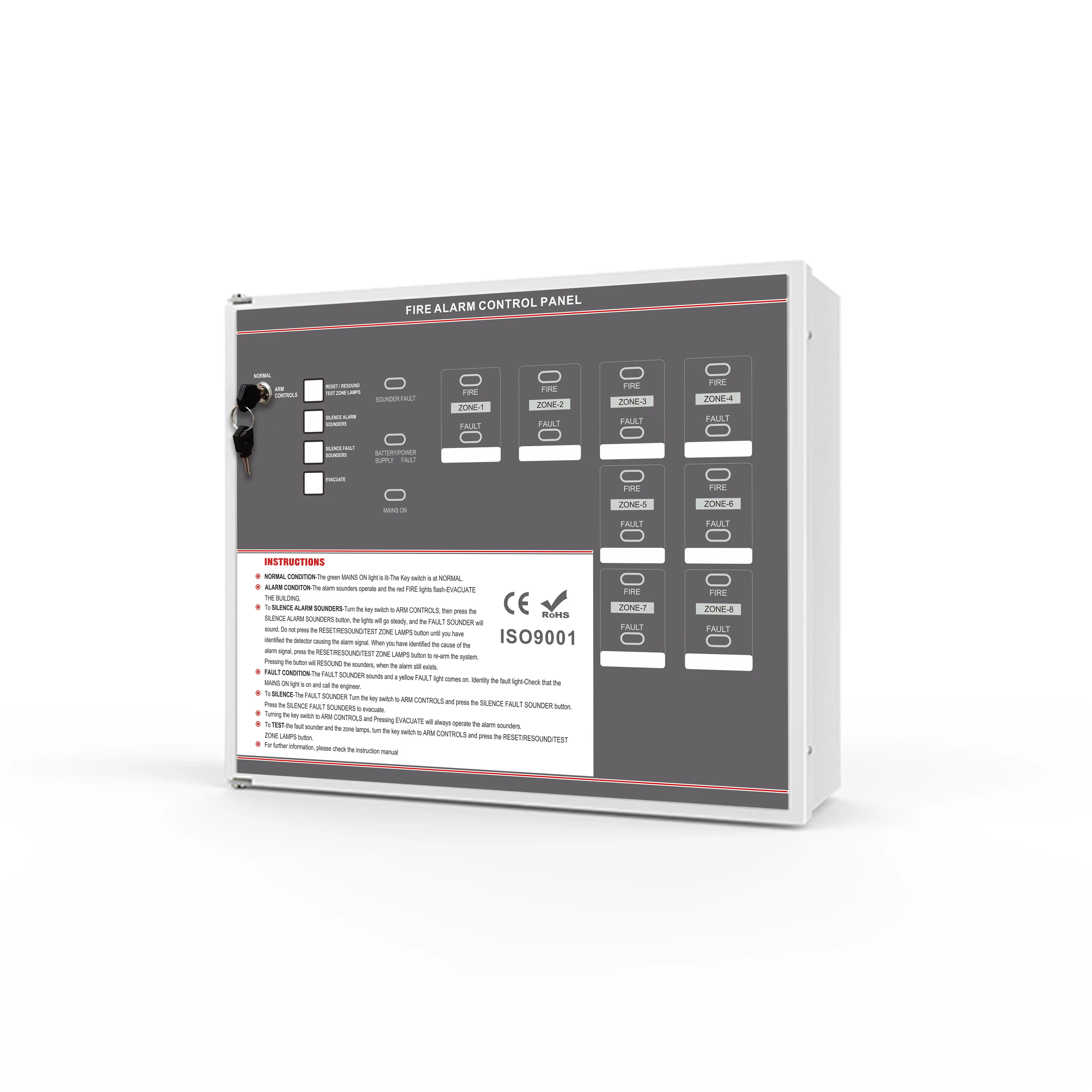 6 зон панель управления стандартной пожарной сигнализации панель управления для системы пожарной сигнализации