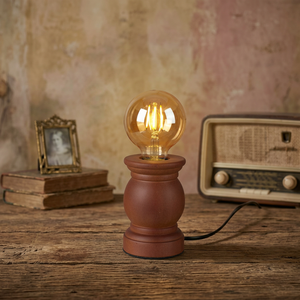 Minimalist Wooden <b>Desk</b> Lamp E27 LED Bulb Brown Base Round Shade Small Size Bedroom Nightlight Decorative Table Lamp - Product Image 6