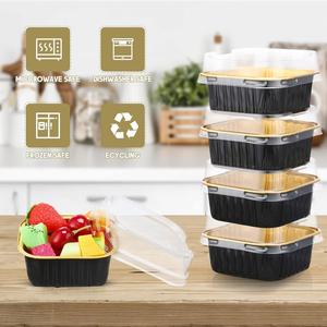 Recyclable Eco-friendly Disposable 6oz 180ml Gold Restaurant <b>Aluminum</b> Foil PP Lid Microwavable Food Grade Baking <b>Container</b> Tray - Product Image 4