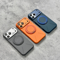 Étui de téléphone en cuir tendance L178 avec protection d'objectif en métal et protection 360° °   Support rotatif pour iPhone 13~17 Pro Max