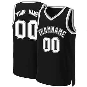 Maillot de basket-ball classique personnalisé noir et blanc - Product Image 1
