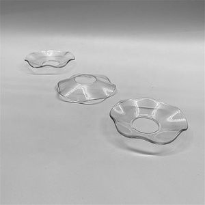 Accesorio de portavelas de vidrio transparente, <span class=keywords><strong>plato</strong></span> hondo ondulado, <span class=keywords><strong>plato</strong></span> poco profundo <span class=keywords><strong>para</strong></span> decoraciones <span class=keywords><strong>para</strong></span> el hogar de bodas - Product Image 3