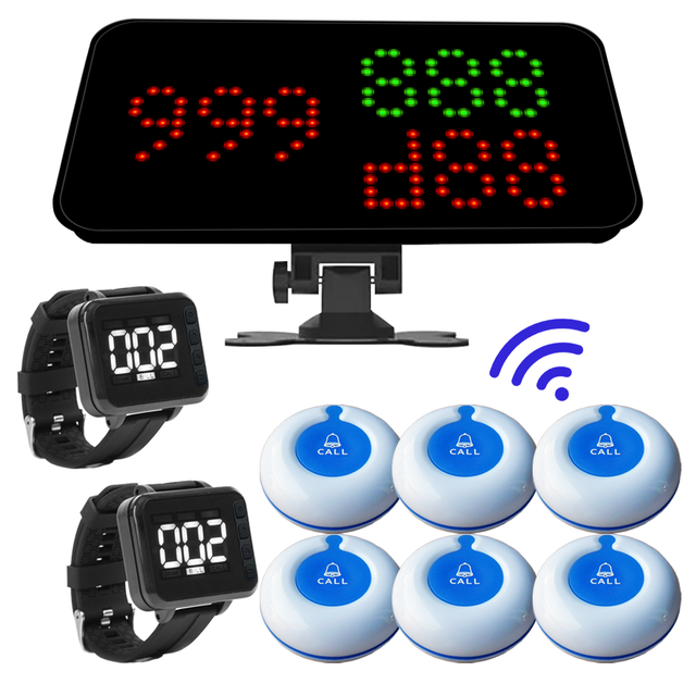 Wireless Restaurant Calling System 200M Range with LCD Display & IP54 Waterproof Buttons for Cafe Clinic and Restaurant