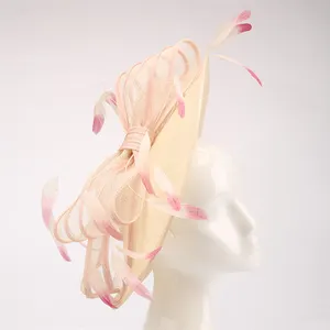 2024 Groothandel Dames Elegante Bruidskerk Halo Kentucky Derby Brede Rand Fascinator Sinamay Hoeden Basis