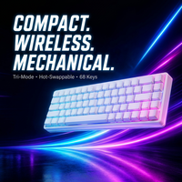 Clavier mécanique compact 68 touches, éclairage RGB par touche, hot-swappable, trois modes (filaire, Bluetooth, 2.4G), USB-C